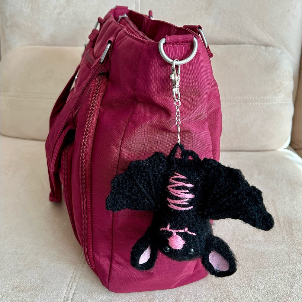 NEW Crochet Handmade One-of-a-kind Amigurumi Large Bat Keychain, Bag Accessory